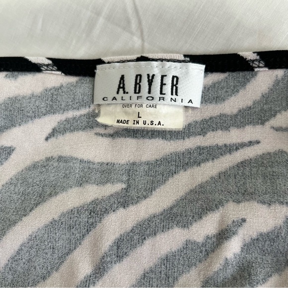 **SOLD** Zebra Print Tank Top with Elastic String Straps & Ruched Neckline Sz L - Picture 9 of 9